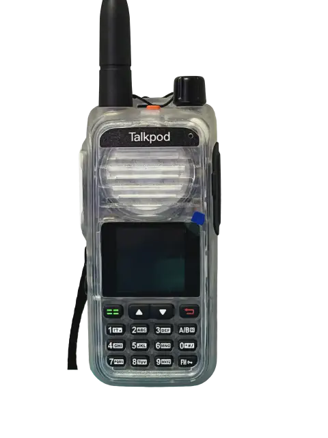 talkpod a36 plus max 8w front view clear protective case black antenna orange top button single top knob keypad lcd screen