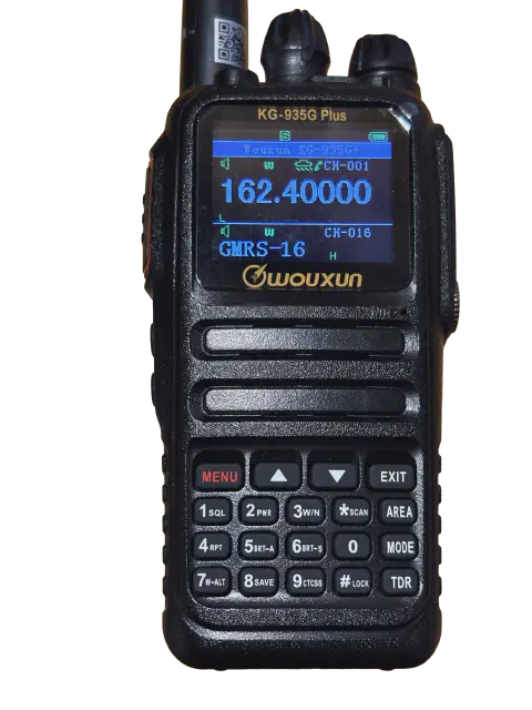 kg 935g radio black with aftermarket antenna LCD display above touchpad below